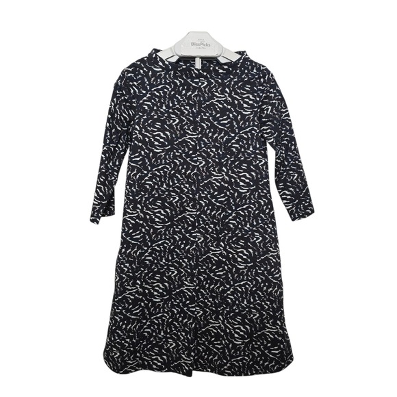 COS Dresses & Skirts - COS Abstract Print Shift Dress 2 Navy Dark Academia Minimalist 3/4 Sleeve